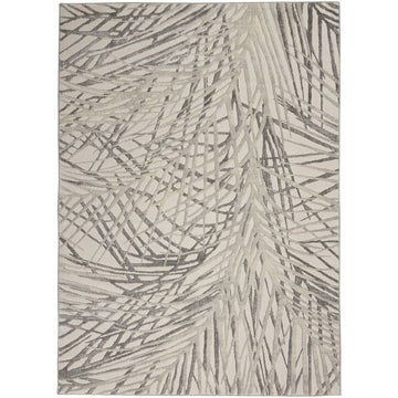 Rustic Textures RUS17 Modern Abstract Distressed Shimmer Carved Hi-Low Textured Durable Polyblend Short-Pile Ivory/Grey Rug-Nourison-Rug Love - The Most Loved Rug Store